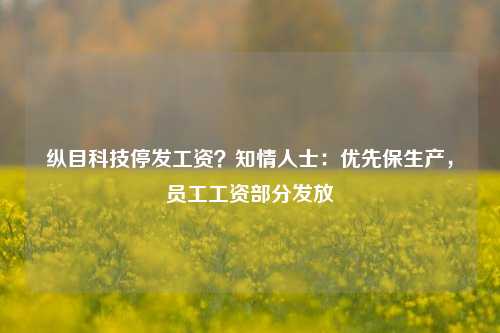 纵目科技停发工资？知情人士：优先保生产，员工工资部分发放